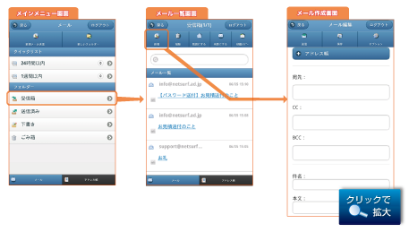 スマートフォンからのアクセス画面